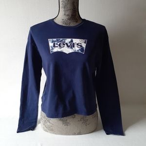Levi's Young Teen ( 13-15 years ) navy blue long sleeve crop top t-shirt size XL